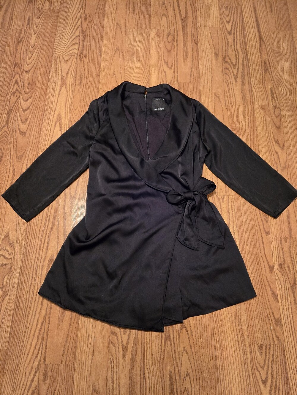 C/MEO Collective Black Satin Wrap Dress Tie Waist Romper Playsuit Party Fancy M